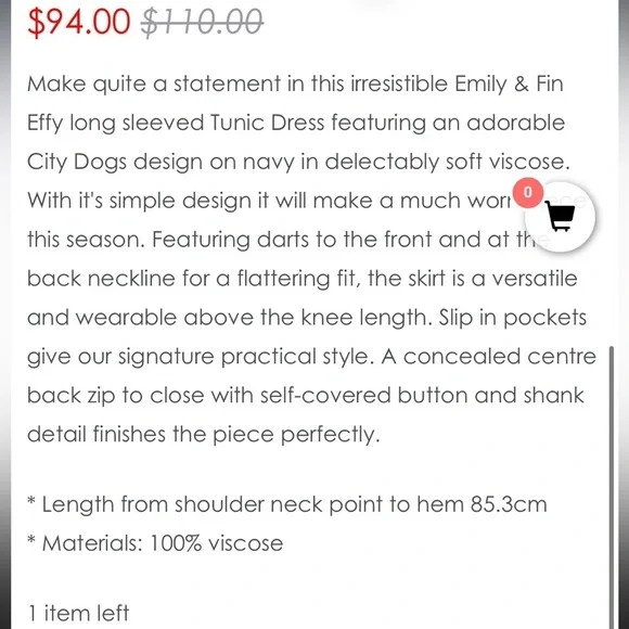 EMILY & FIN EFFY TUNIC DRESS CITY DOGS daschund navy blue long sleeve M - Picture 7 of 7